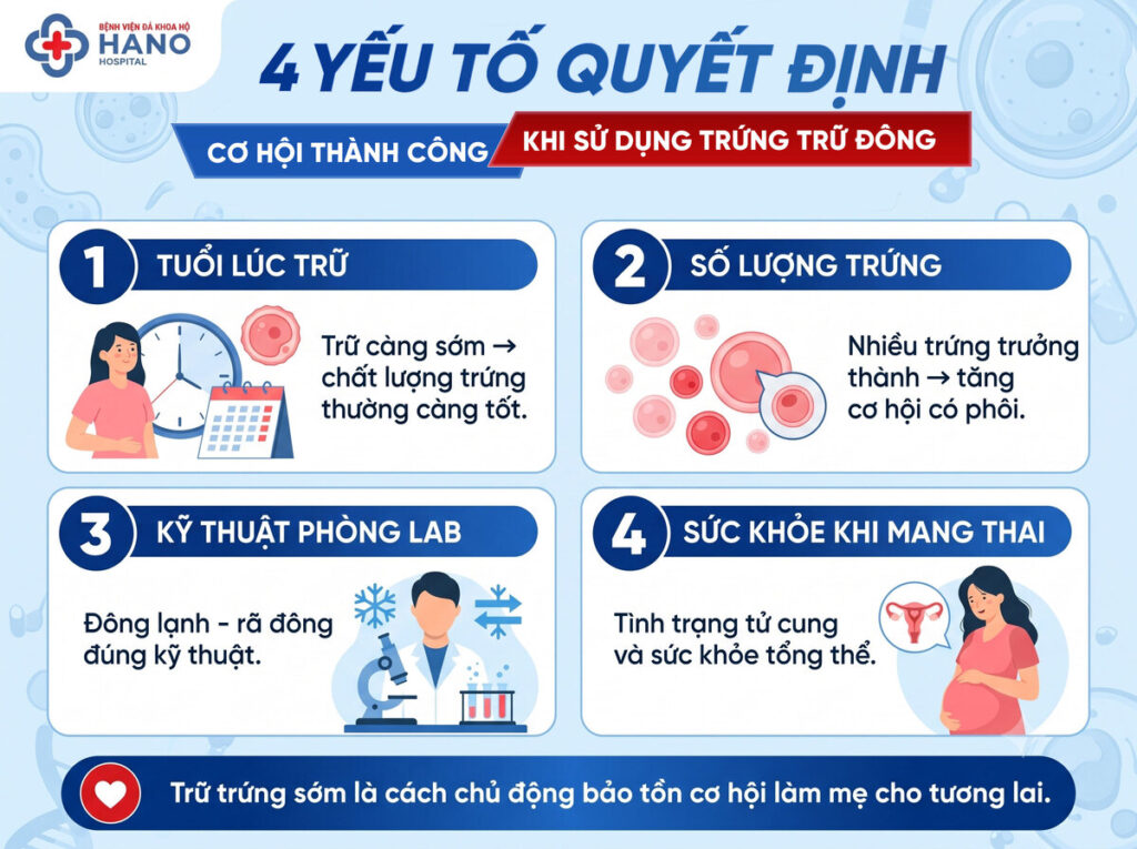 Cơ hội thành công khi sử dụng trứng trữ đông
